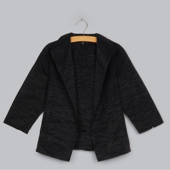 Eileen Fisher Blazer Jacket Open Front Ottoman Black Medium
